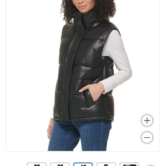 NWT! Marc New York Performance by Andrew Marc PUFFER VEST Faux Leather black new - Picture 1 of 15